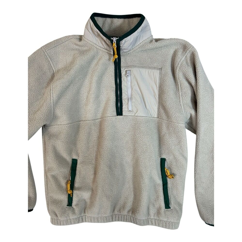 Gap Arctic Fleece Half Zip Pullover Mens S Beige Green